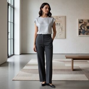 Solitaire Silver Satin Top Business Chic Elegant or Casual Size M